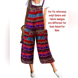 Vonda. Colorful, Artisan Print, Wide Leg, Over Alls